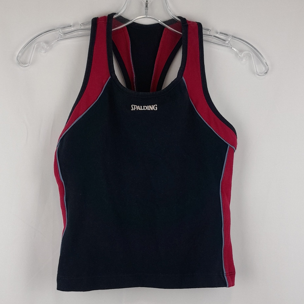 Spalding Active Wear Coolmax Pink Red Black Racerback Halter Work Out Top
